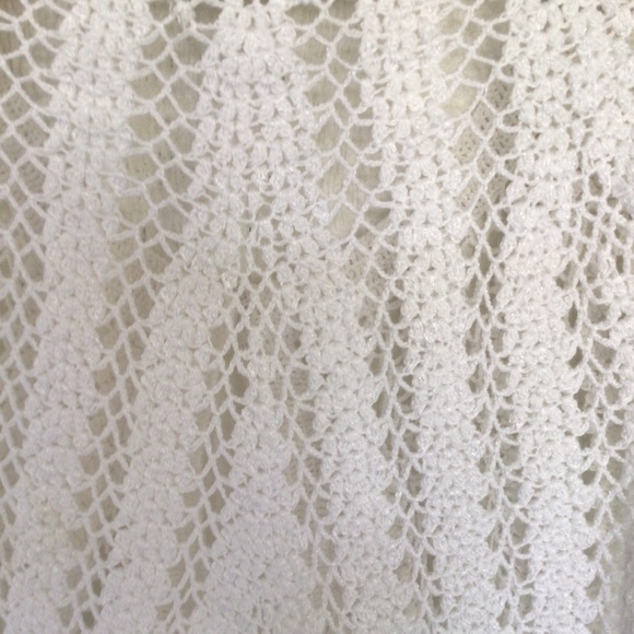 WHITE HOUSE BLACK MARKET WHITE CROCHET CARDIGAN SIZE LARGE - Picture 10 of 10
